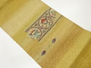 すくい織丸に抽象草花模様織出し袋帯